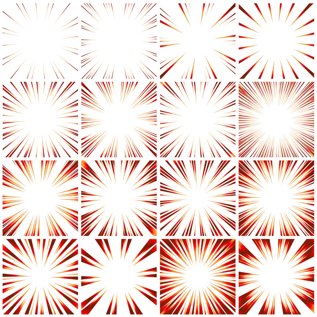 【商用利用可能】グラデーション集中線vol.1 赤・紫 120個セット