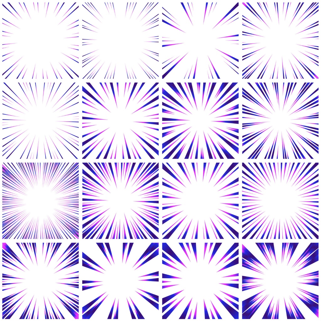 【商用利用可能】グラデーション集中線vol.1 赤・紫 120個セット