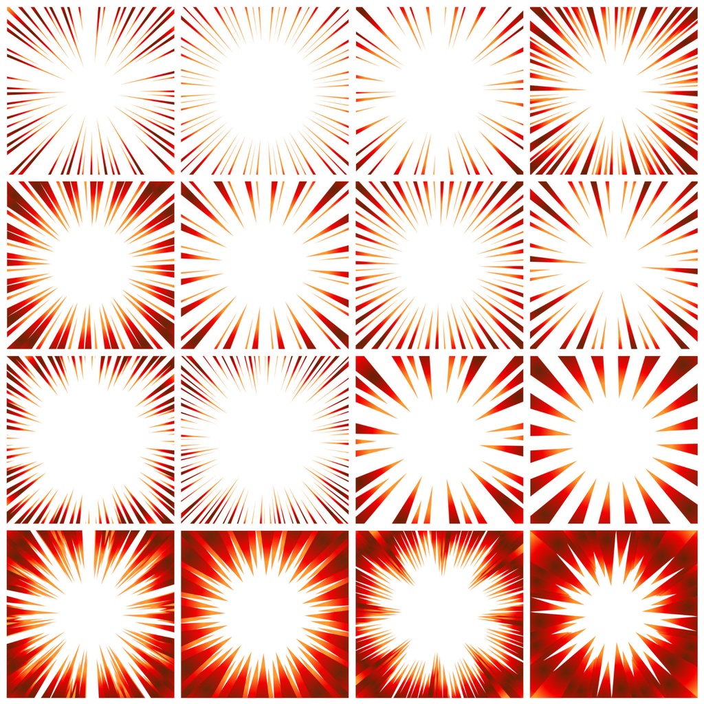 【商用利用可能】グラデーション集中線vol.1 赤・紫 120個セット