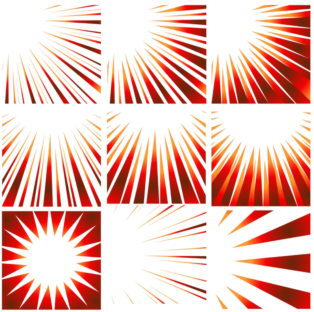 【商用利用可能】グラデーション集中線vol.1 赤・紫 120個セット