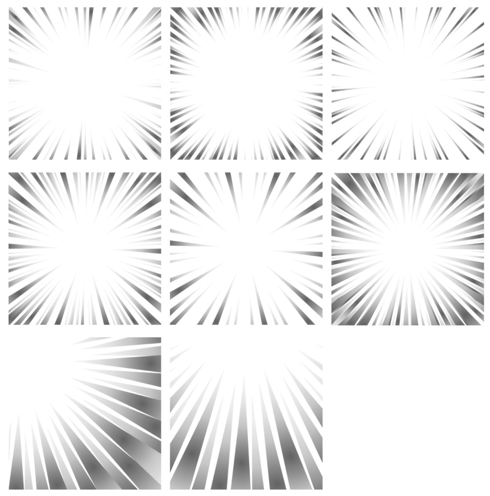 【商用利用可能】グラデーション集中線vol.2 青・緑・黄色・灰色 91個セット