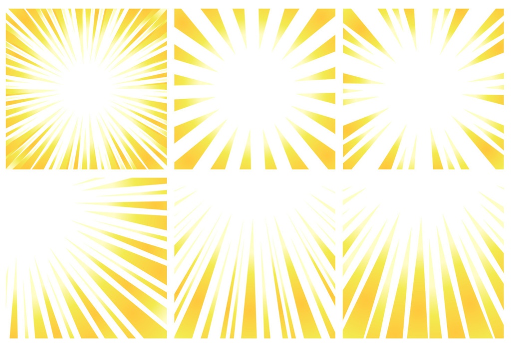 【商用利用可能】グラデーション集中線vol.2 青・緑・黄色・灰色 91個セット