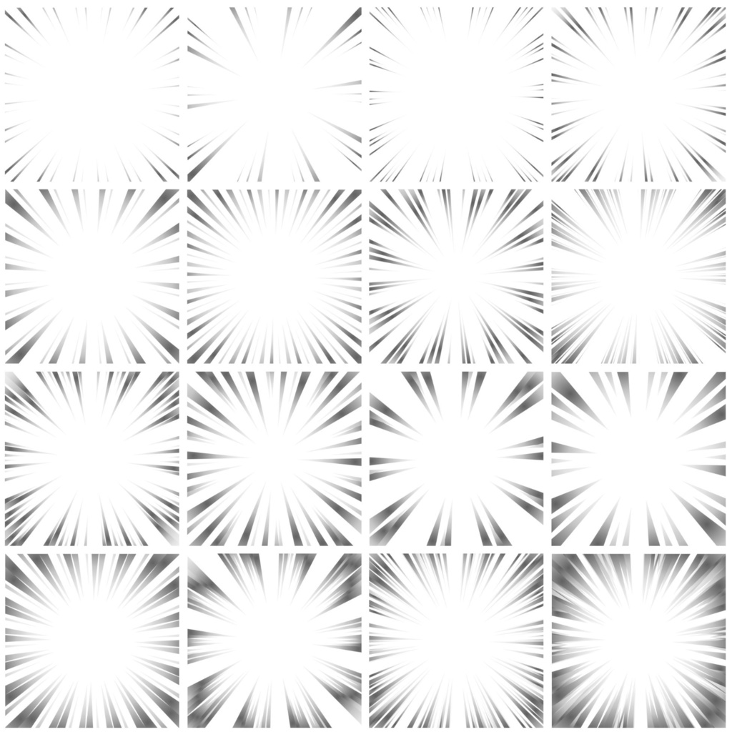 【商用利用可能】グラデーション集中線vol.2 青・緑・黄色・灰色 91個セット