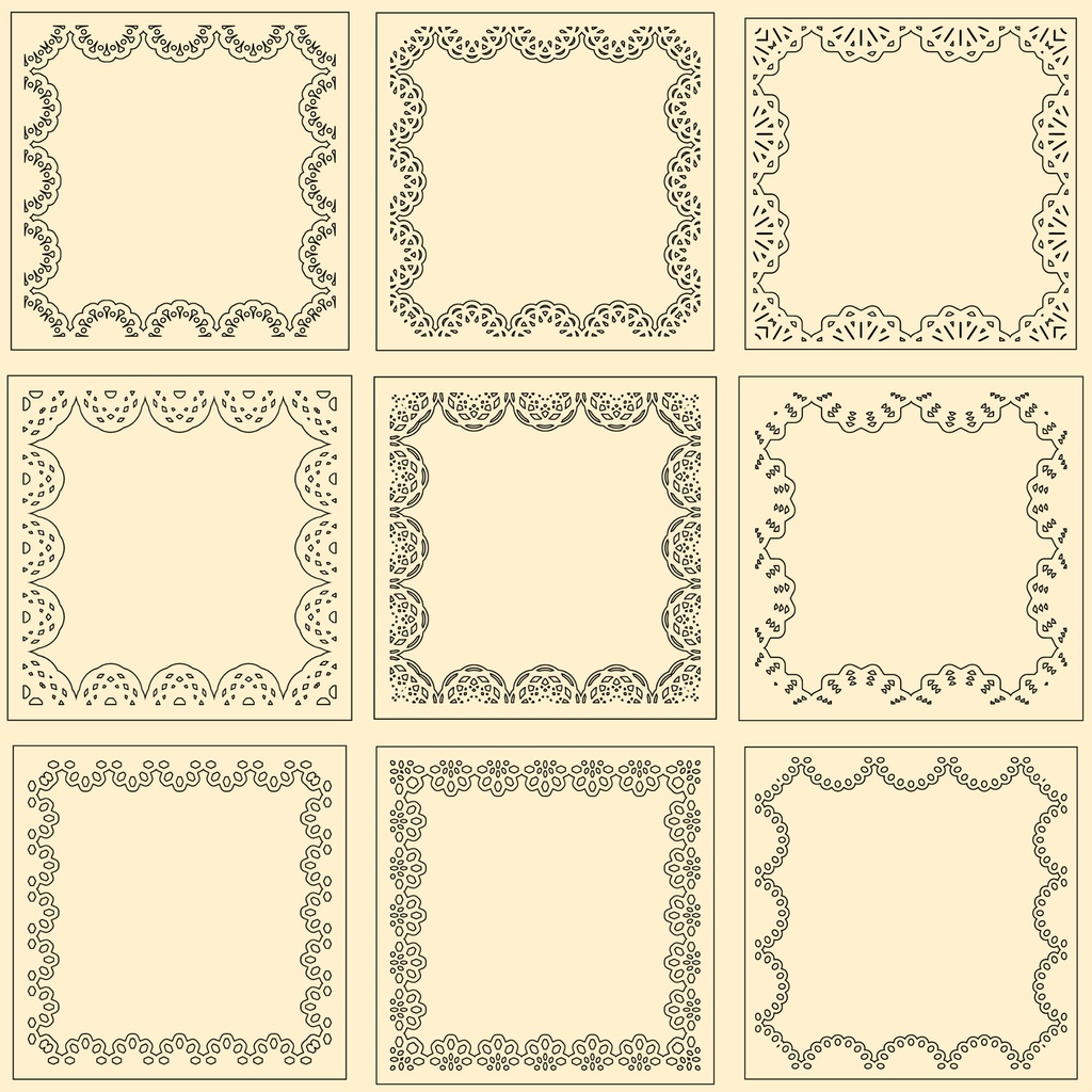 【商用利用可能】四角いレースフレームPNG画像36セット