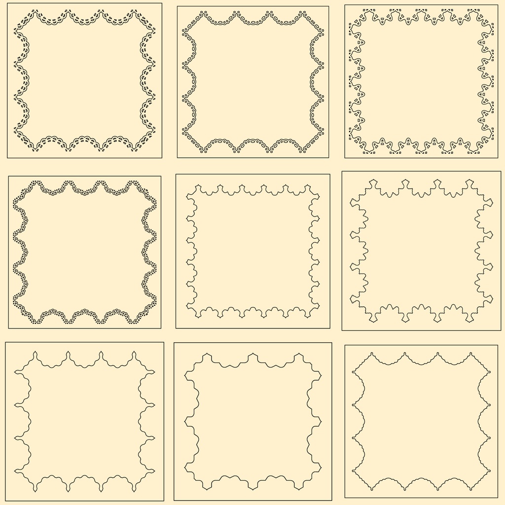 【商用利用可能】四角いレースフレームPNG画像36セット