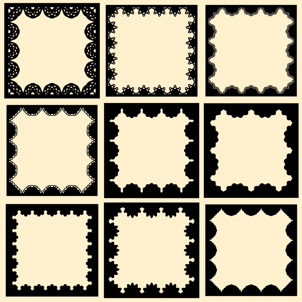 【商用利用可能】四角いレースフレームPNG画像36セット