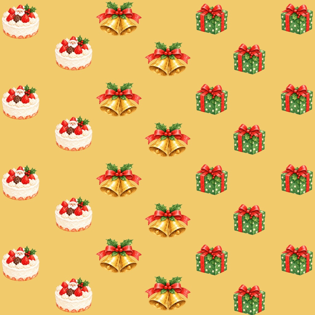 デジタルペーパー　3枚セット　クリスマス　サンタ　ケーキ　背景素材　デジタル手帳　壁紙　ラッピング