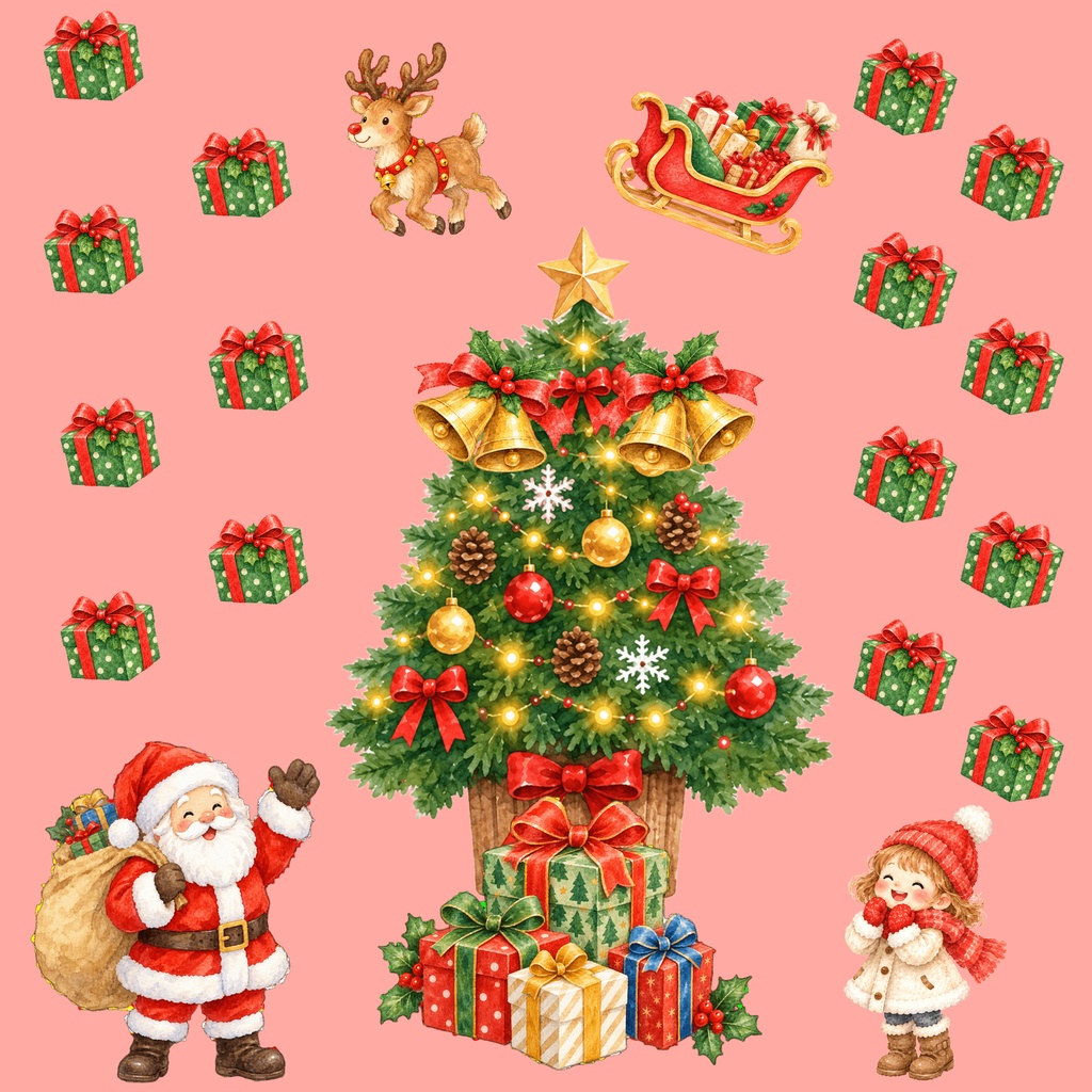 デジタルペーパー　3枚セット　クリスマス２　サンタ　プレゼント 背景素材　デジタル手帳　壁紙　ラッピング