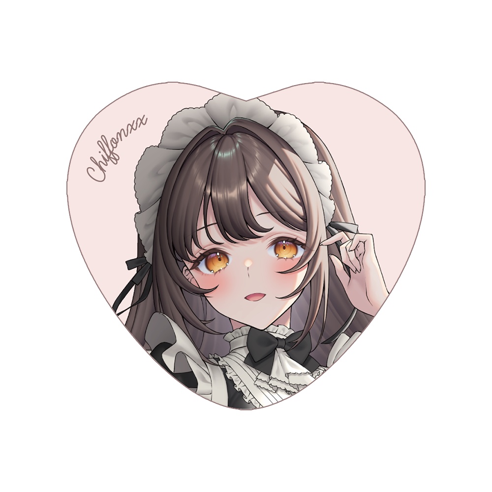 【C104】ハート型缶バッジ　メイドちゃん