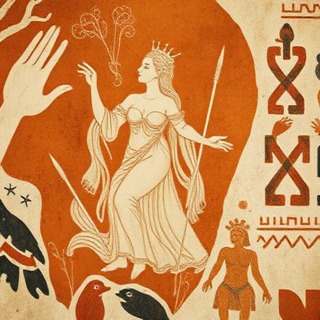 古代壁画風の女性
