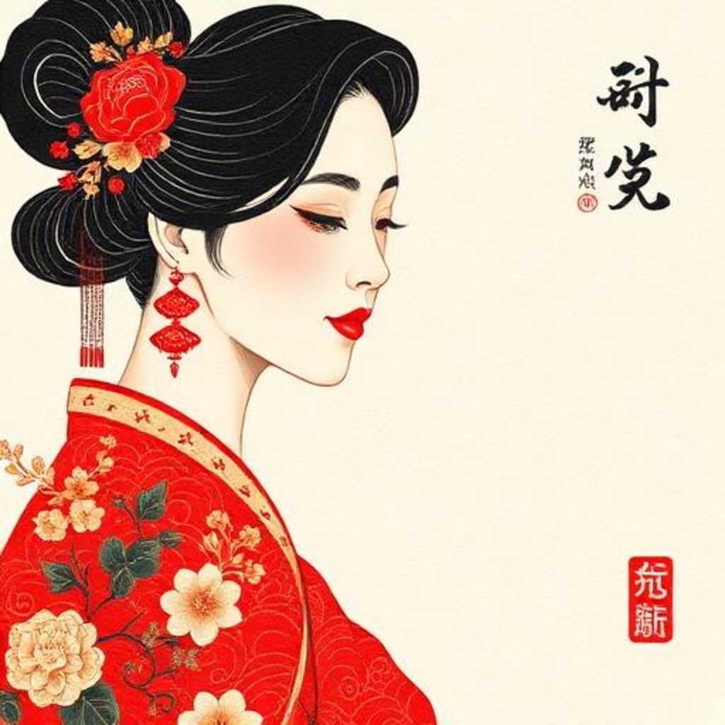 紅い着物の女性