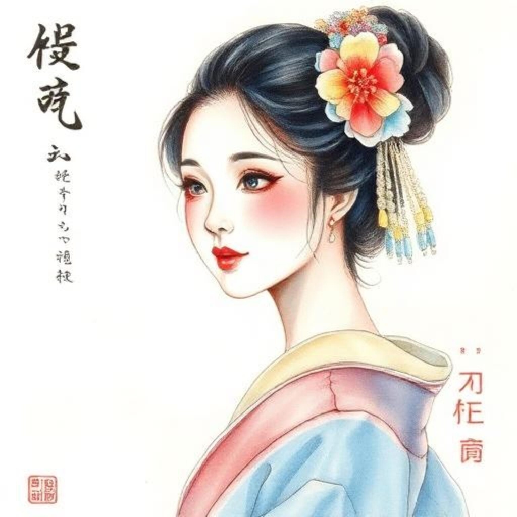 花飾りの女性