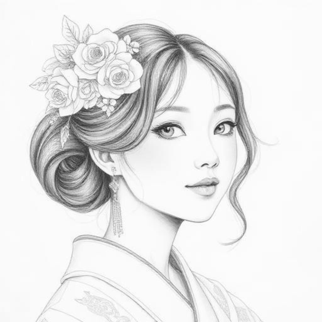 花飾りの女性