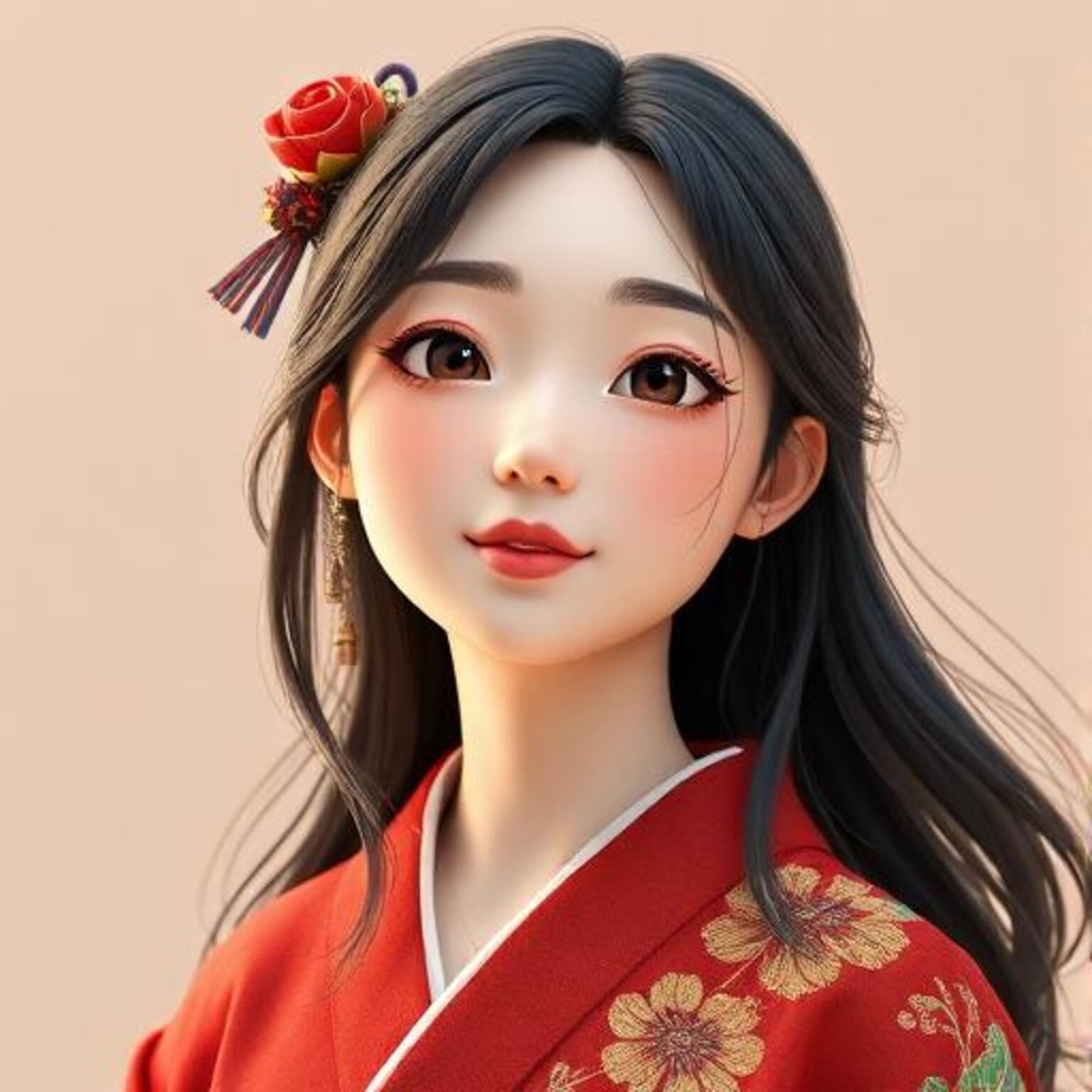 紅い着物の女性