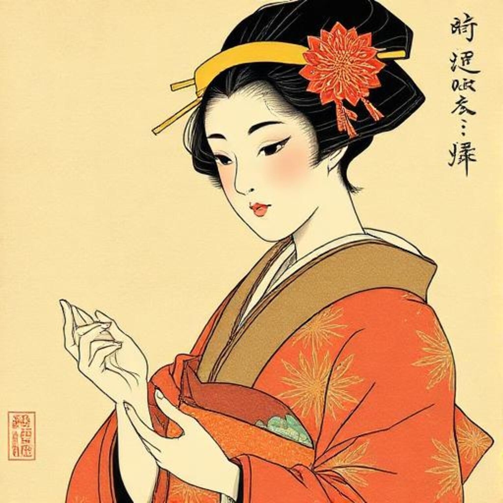 紅葉色の和装女性