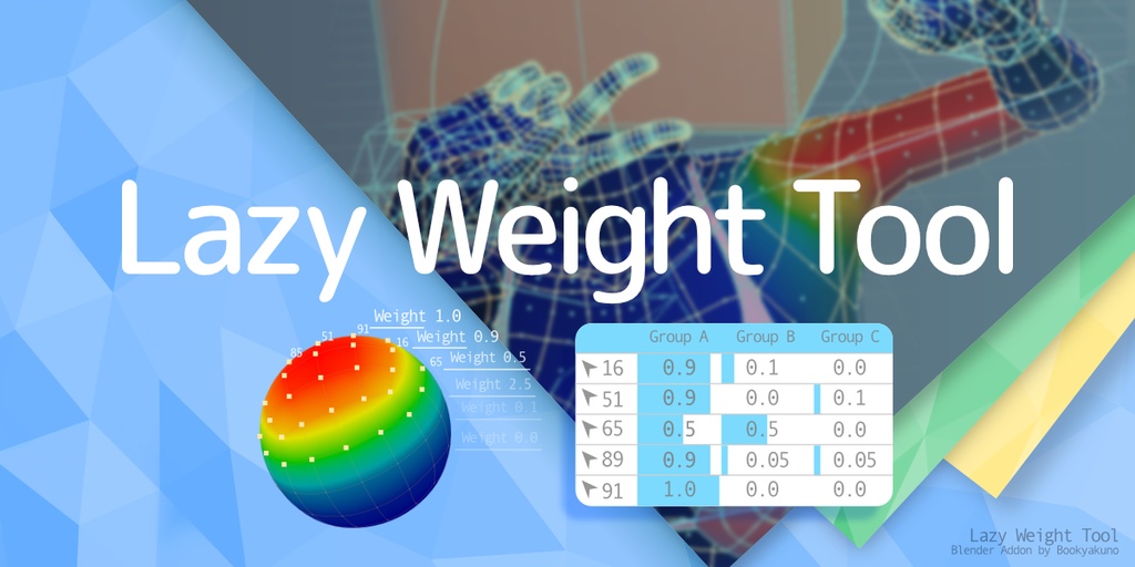 ウェイト数値設定ツール Lazy Weight Tool Blender アドオン Bookyakuno Booth