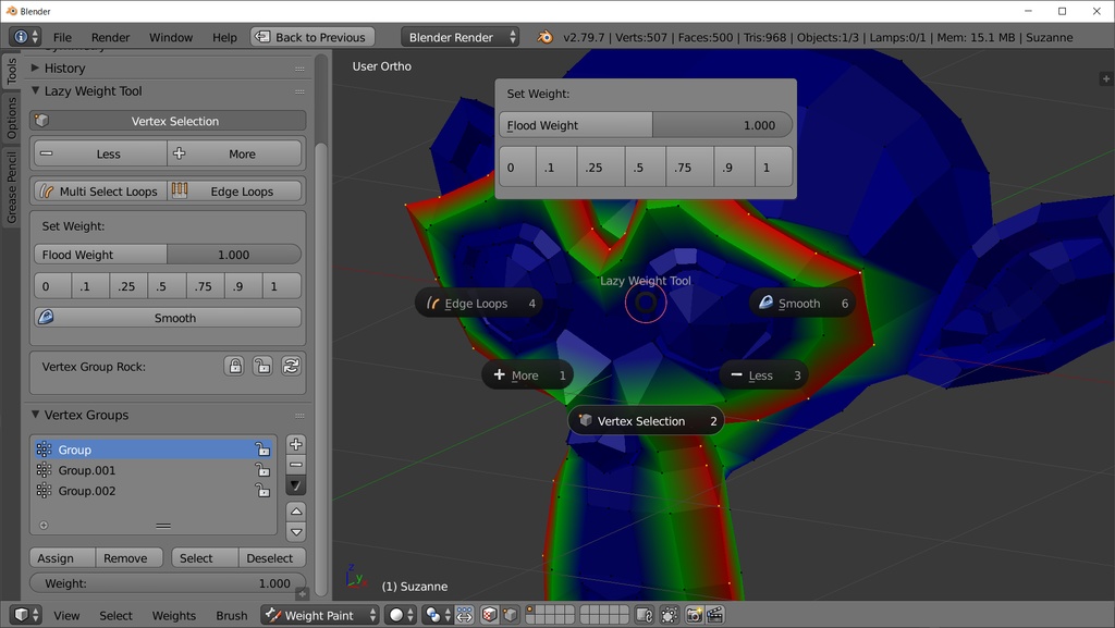 【ウェイト数値設定ツール】Lazy Weight Tool【Blender アドオン】