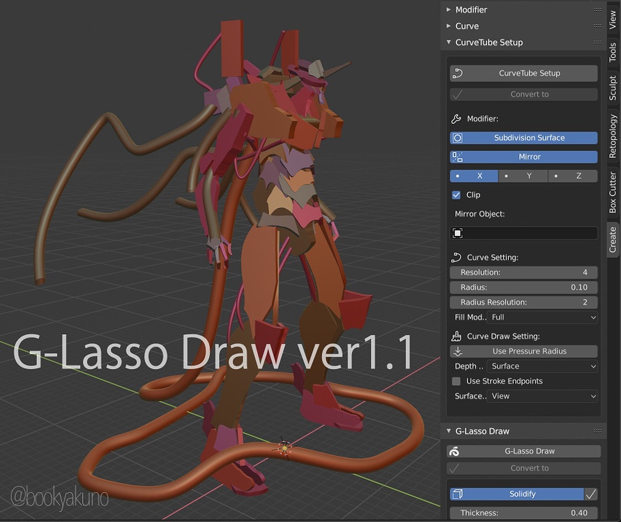 【軽快になげなわでポリゴンを作るアドオン】G-Lasso Draw【Blender】