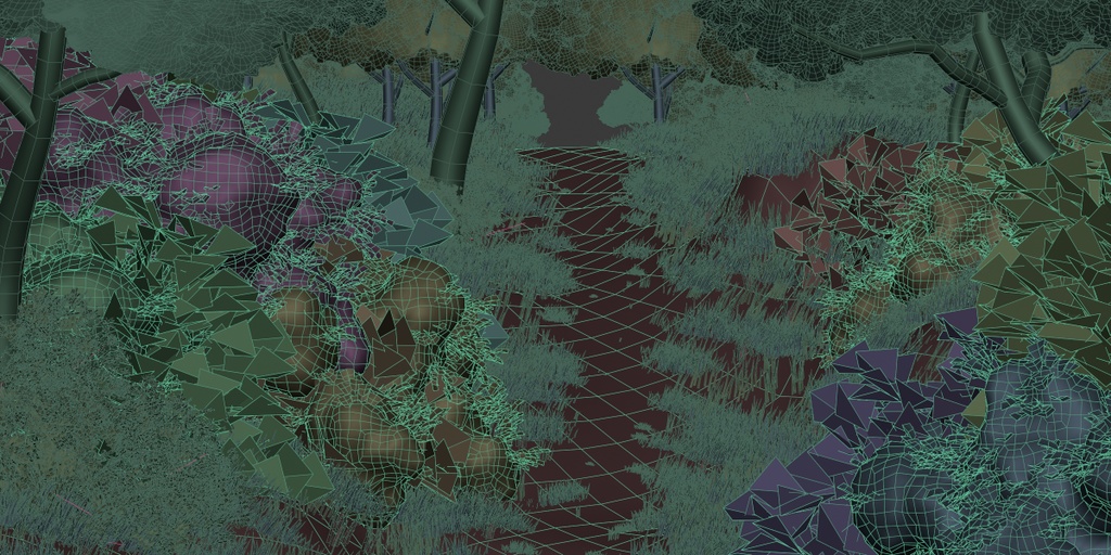 【Blender】イラスト風の森【木・草原・岩などの3Dモデルデータ】