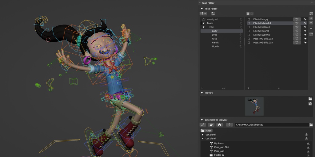 【Pose Folder】ポーズをフォルダーで管理するアドオン【Blenderアドオン】