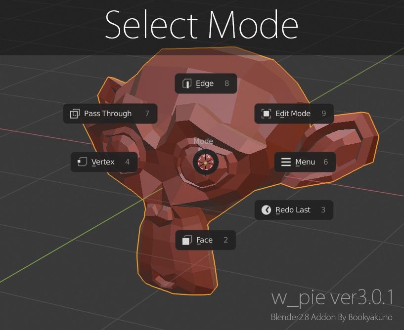 【w_pie】よく使う機能を分類ごとにまとめたパイメニューアドオン【Blenderアドオン】