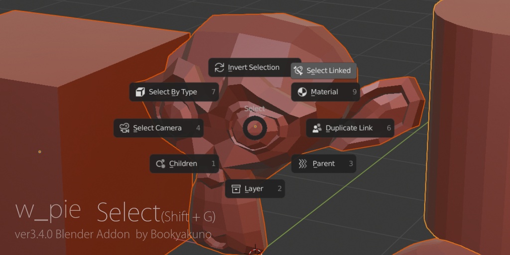 【w_pie】よく使う機能を分類ごとにまとめたパイメニューアドオン【Blenderアドオン】