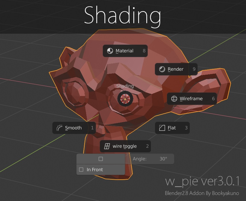【w_pie】よく使う機能を分類ごとにまとめたパイメニューアドオン【Blenderアドオン】