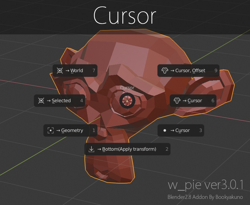 【w_pie】よく使う機能を分類ごとにまとめたパイメニューアドオン【Blenderアドオン】