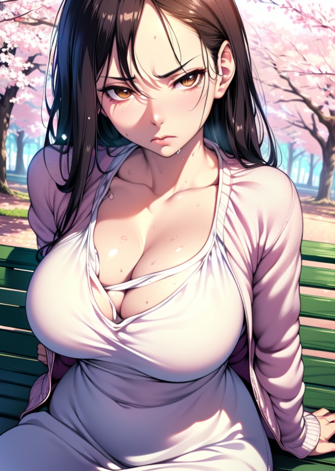 072　お花見×爆乳カジュアルお姉さん（４１枚）