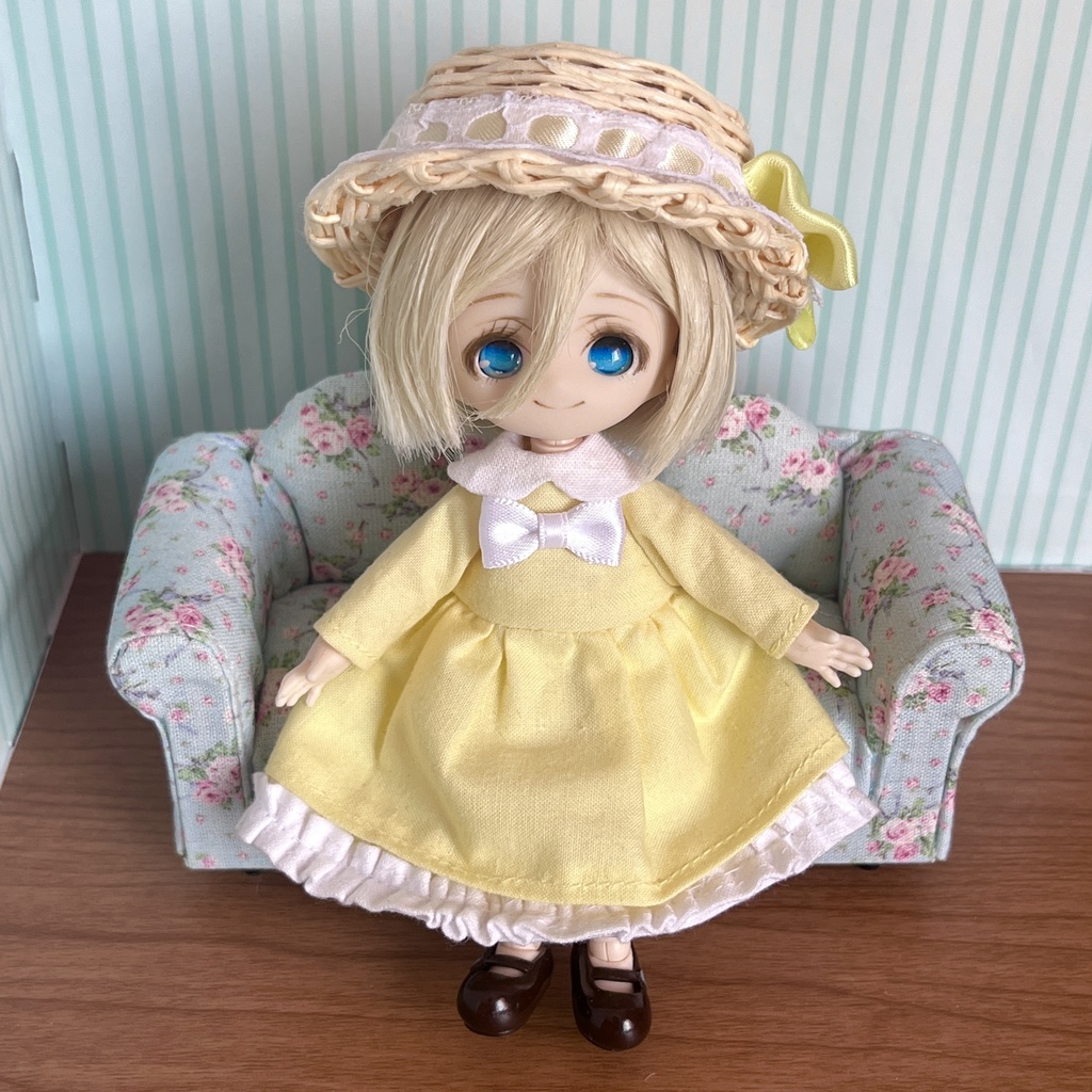 【匿名配送】〈オビツ11・ねんどろいどどーる〉ふりふりリボンのカンカン帽