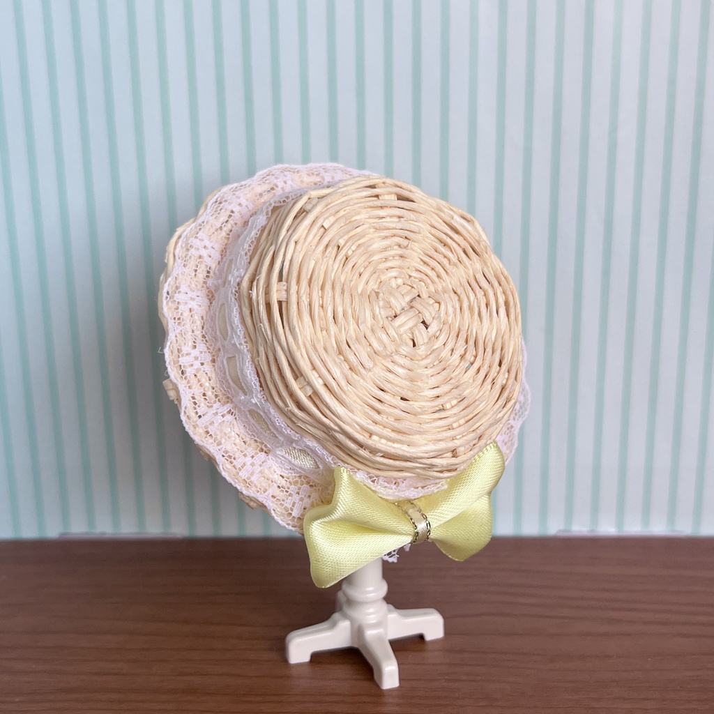 【匿名配送】〈オビツ11・ねんどろいどどーる〉ふりふりリボンのカンカン帽