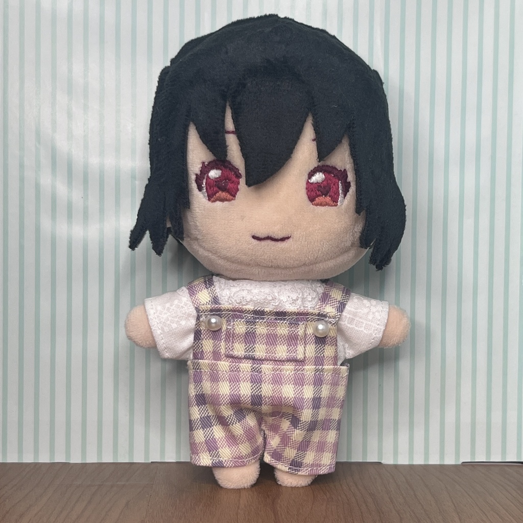 【匿名配送】〈プライズ16㎝ぬい〉チェックのサロペットセット