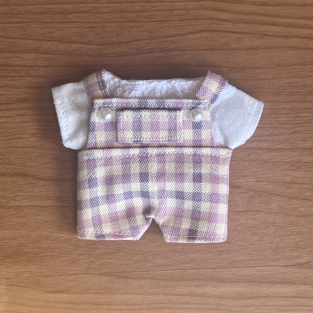 【匿名配送】〈プライズ16㎝ぬい〉チェックのサロペットセット