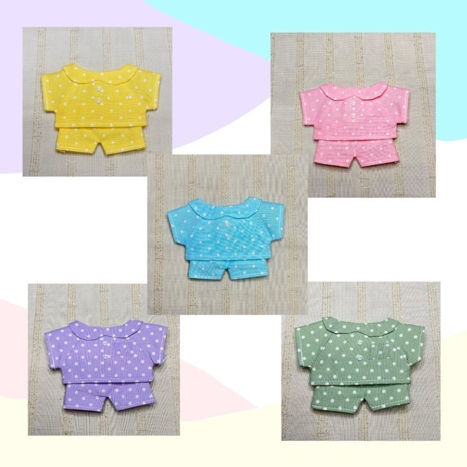 〈プライズ16㎝ぬい〉水玉のパジャマ 上下セット