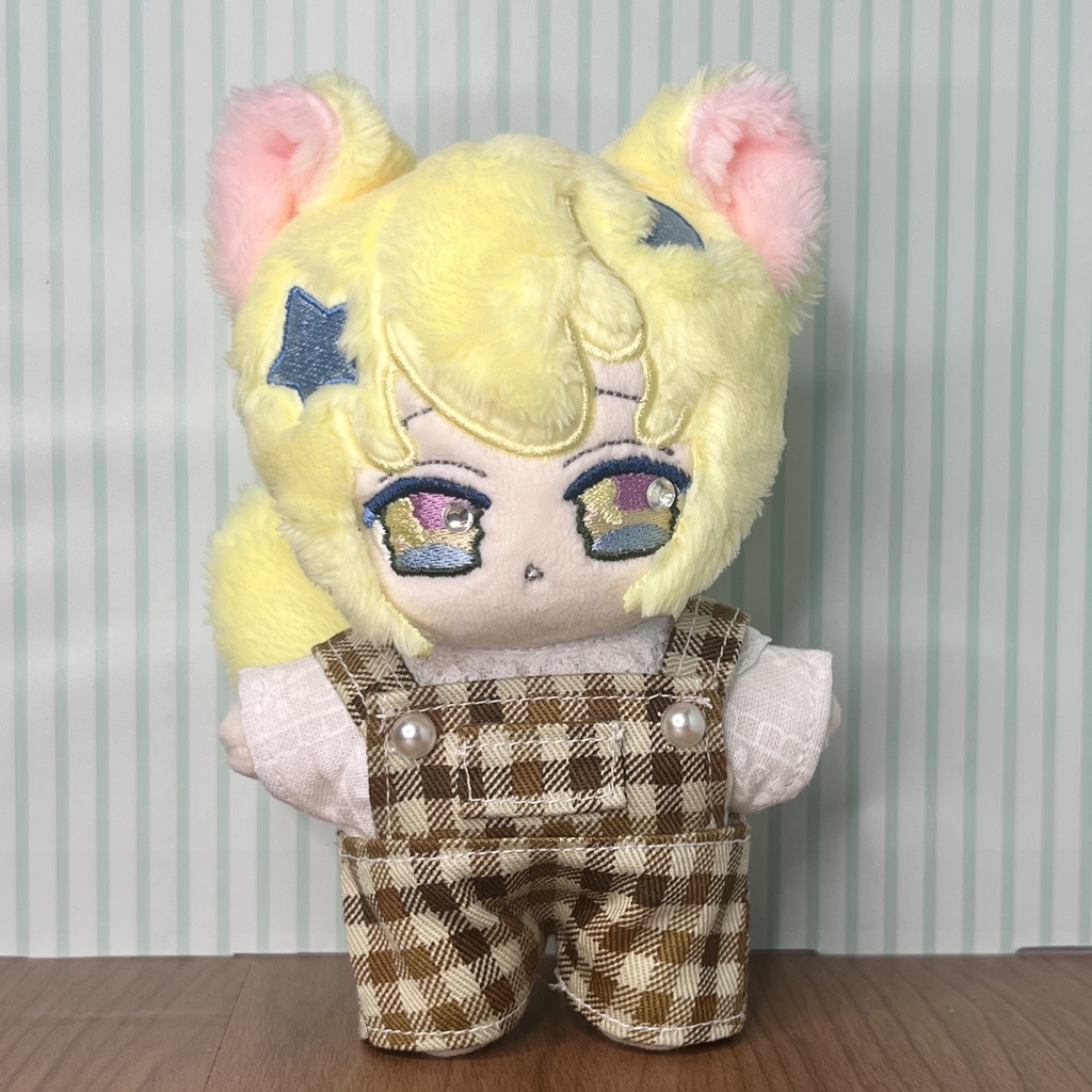 〈無属性10㎝ぬい〉チェックのサロペットセット
