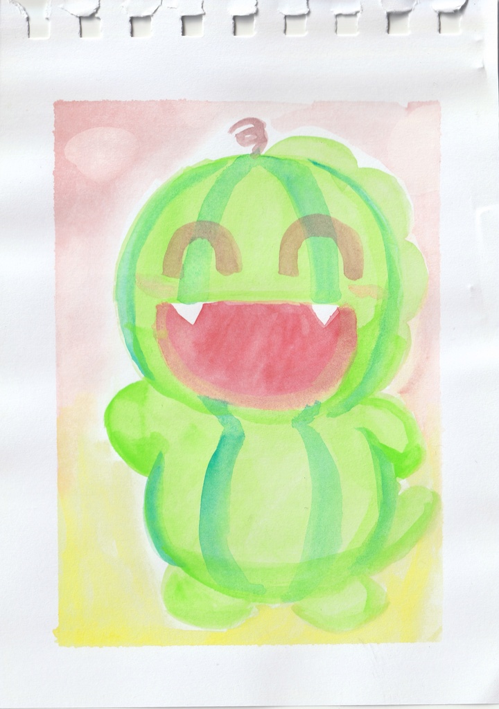 すいかどん水彩原画