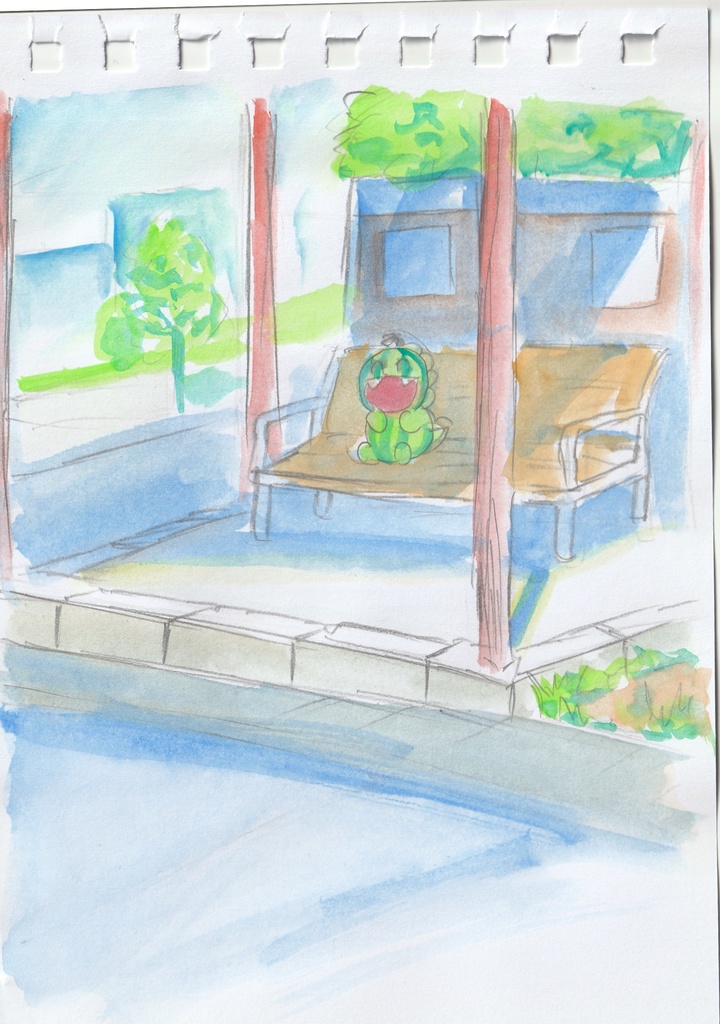 すいかどん水彩原画