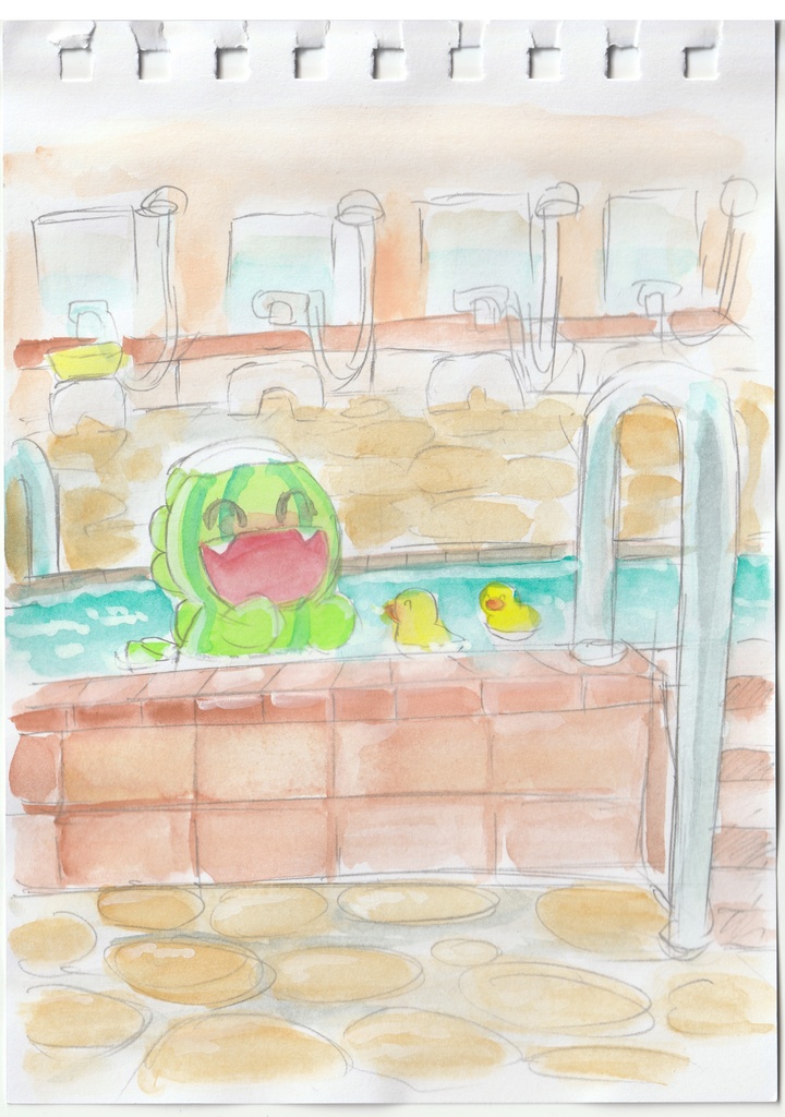 すいかどん水彩原画