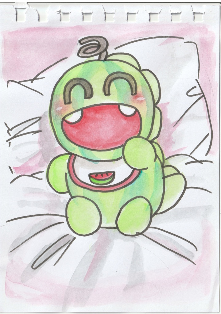 すいかどん水彩原画