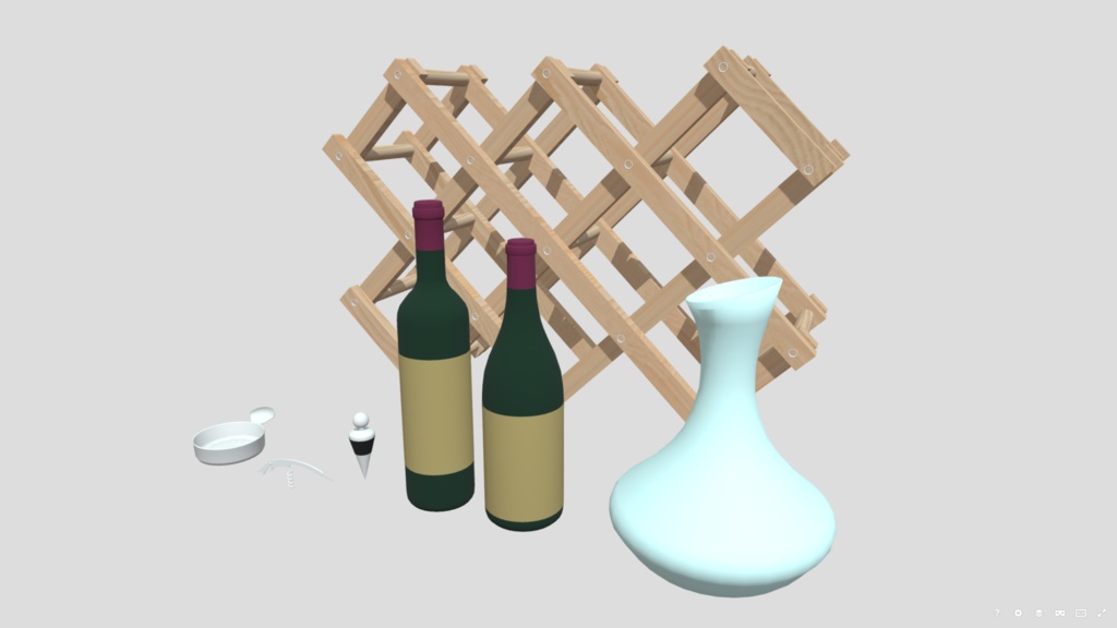 ワインボトルとワイン周りの小物セット