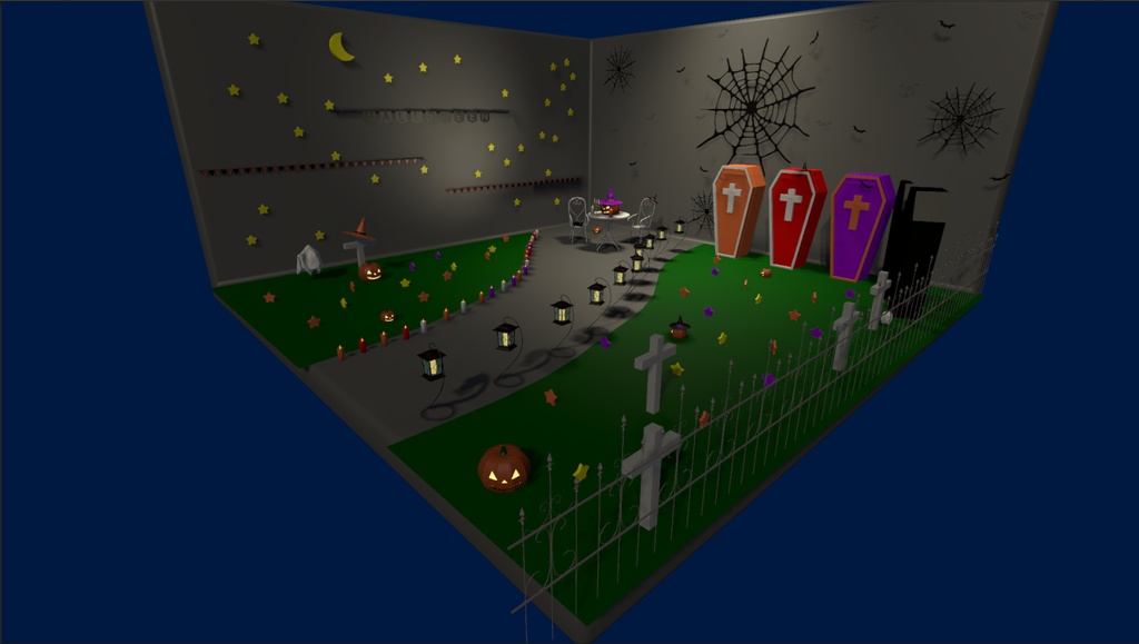 ハロウィン装飾セット(サンプル箱庭あり、モーションあり)【Unity】【FBX】