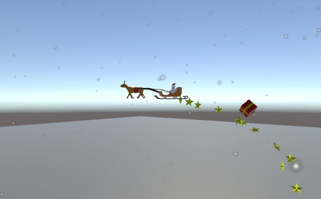 Unity用サンタクロースのアニメーション~雪と星とプレゼントを添えて~
