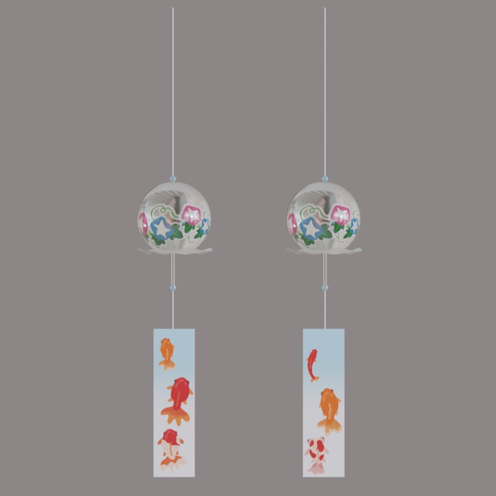 風鈴(単体販売あり)(ローポリ low-poly)