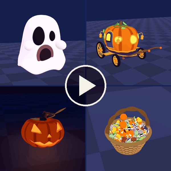 【VRChat・MA対応】ハロウィン4点セット|おばけ・馬車・ランタンほか(高画質+軽量版 同梱)