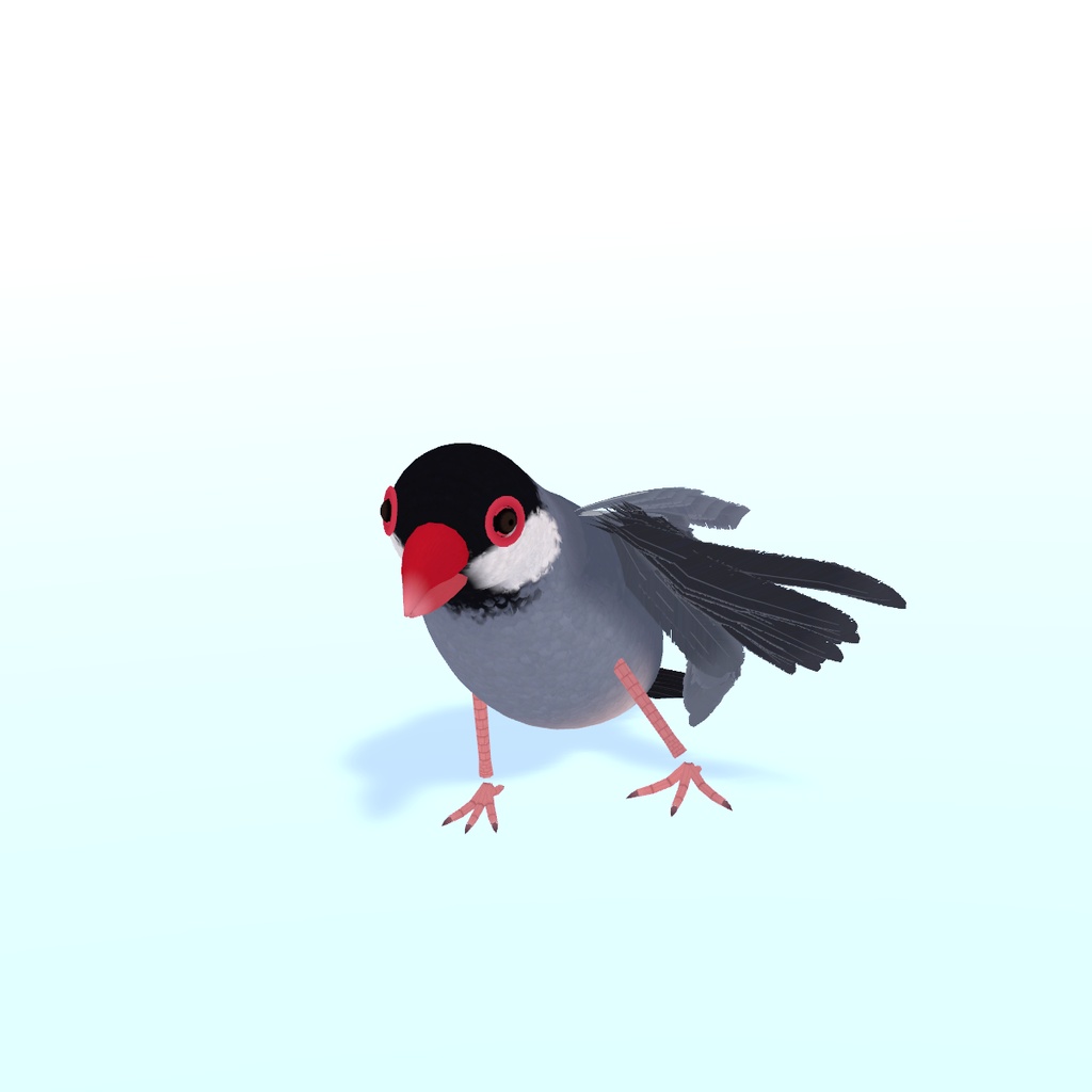 【VRChat・MA対応】文鳥ペット|肩にのる・なでると鳴く・モフトークで話せる(3色・桜文鳥は無料)