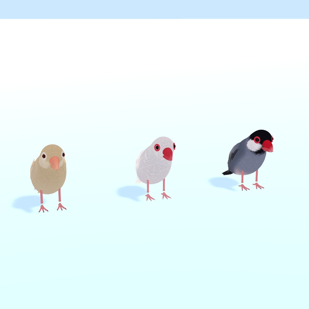 【VRChat・MA対応】文鳥ペット｜肩にのる・なでると鳴く・モフトークで話せる（3色・桜文鳥は無料）