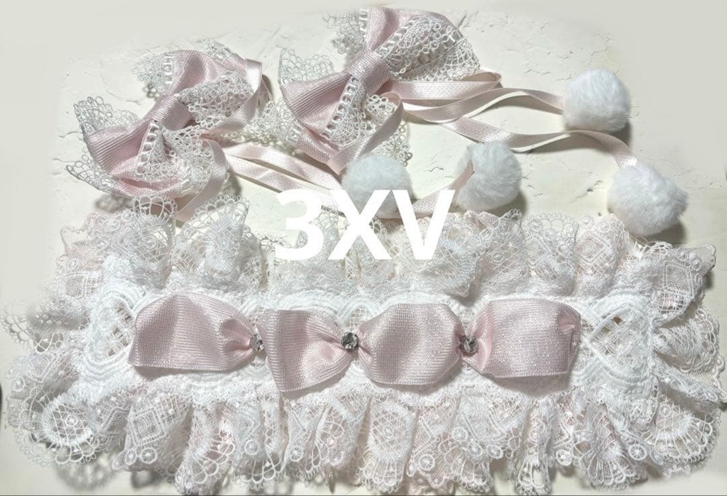 ラメ 2way もこもこ リボンヘッドドレス ピンク ホワイト