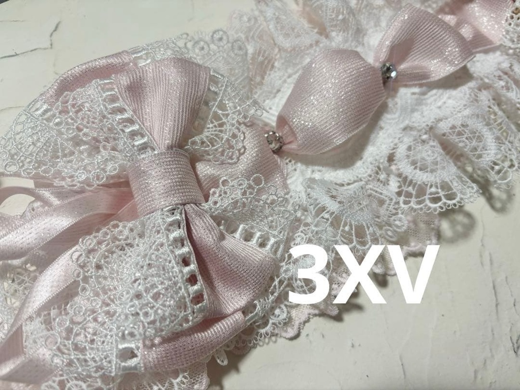 ラメ 2way もこもこ リボンヘッドドレス ピンク ホワイト