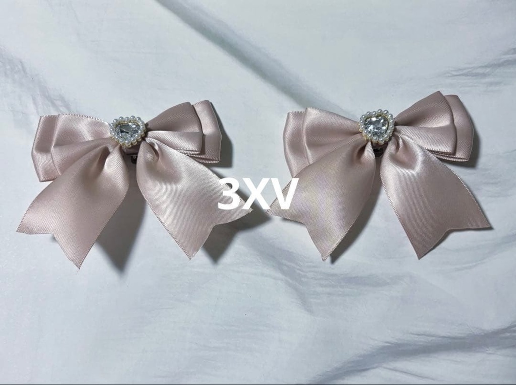 ハートビジュー リボンシューズクリップ ピンク