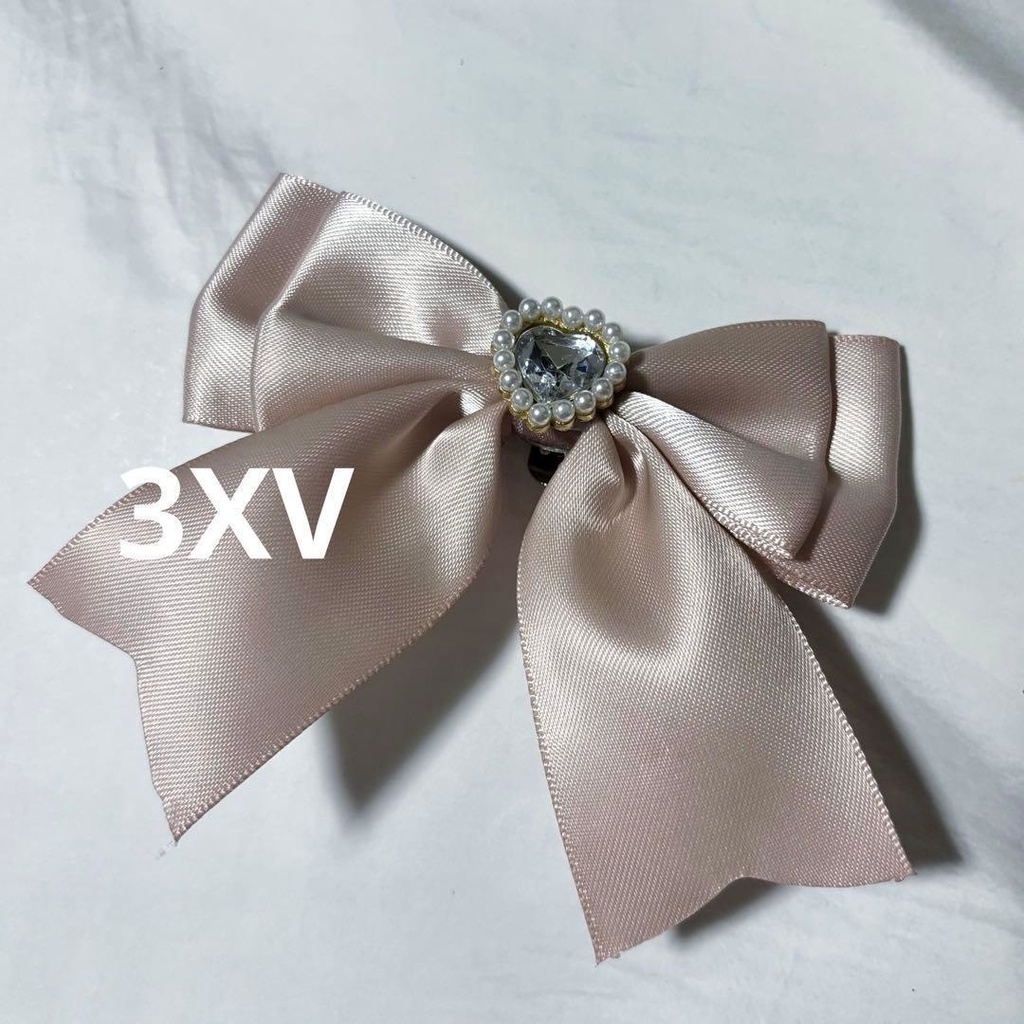 ハートビジュー リボンシューズクリップ ピンク